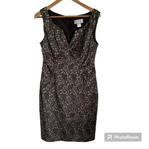 Jessica H Cocktail Sleeveless Black Floral Lace Dress Size 12
